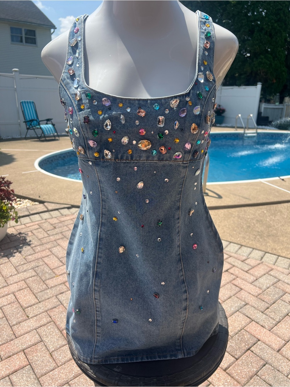 Vici instant joy embellished denim mini dress - Picture 7 of 8